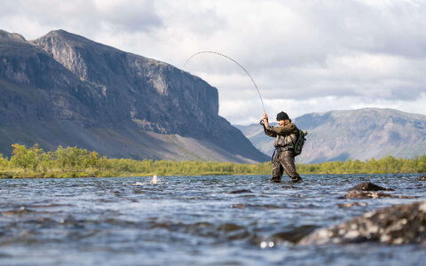 angler reeling in a fish
