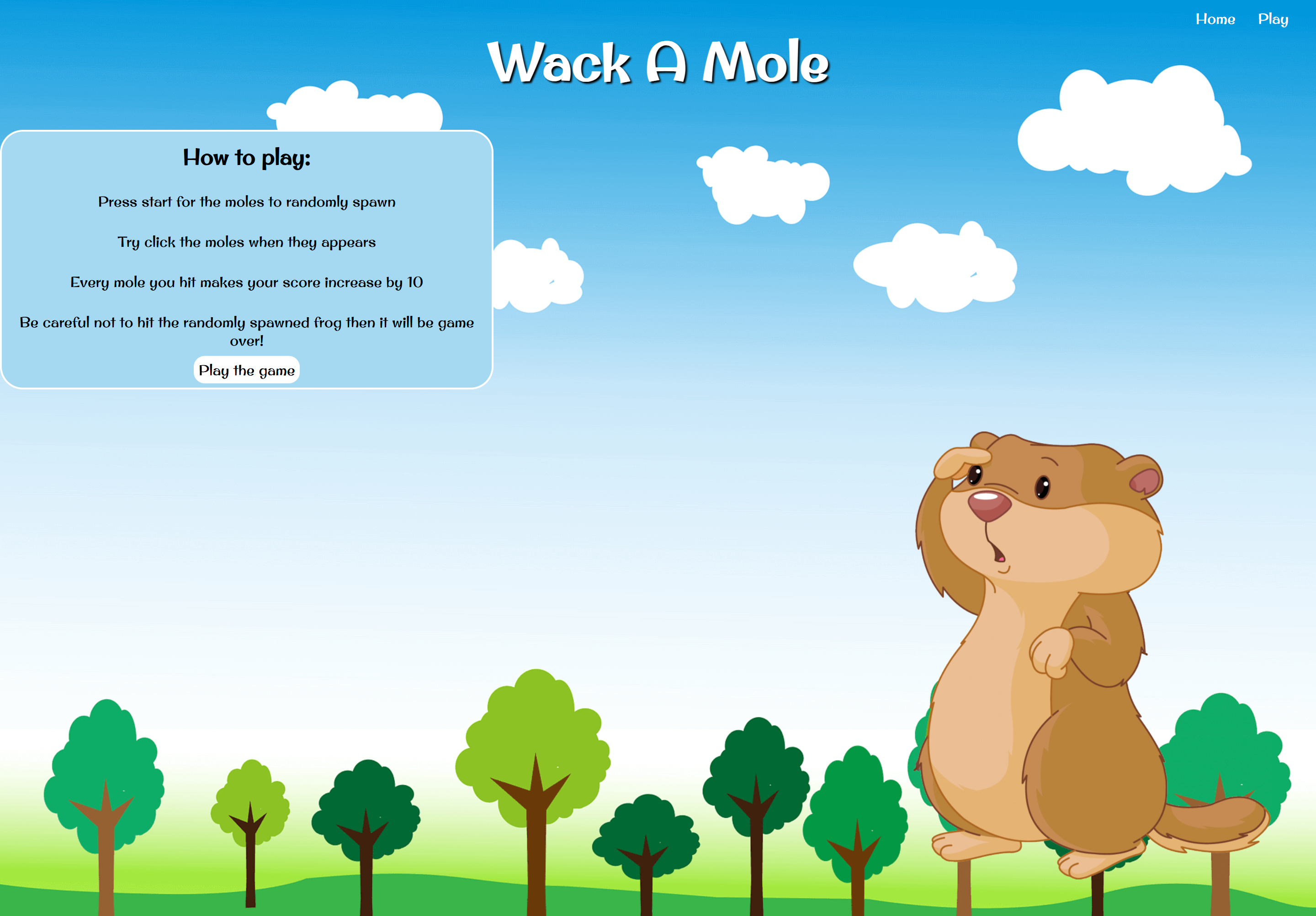 Whack-a-mole – JavaScript game