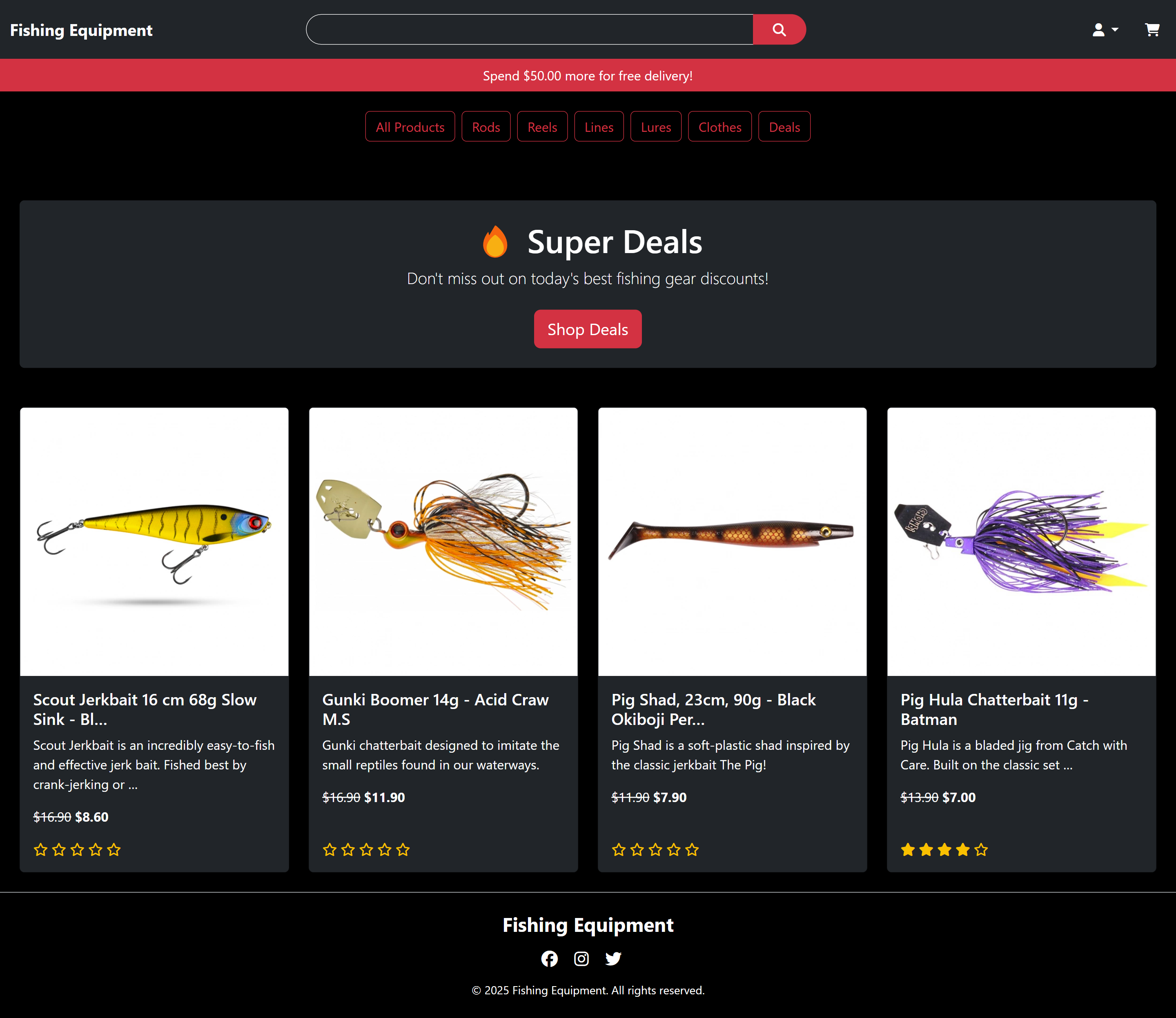 Sport Fishing Equipment – e-handel byggd i Django